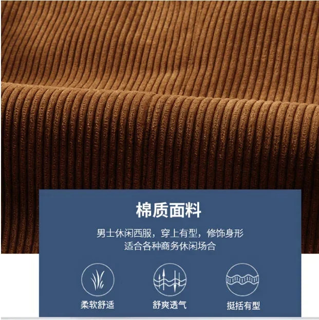 maoxiangshop Spring Autumn Men's Corduroy Blazers High Quality Cotton Middle-aged Business Loose plus Size Coat 4XL
