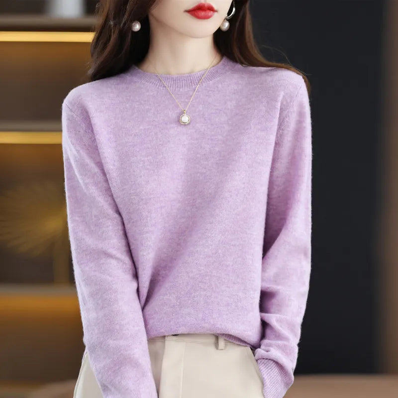 maoxiangshop Cashmere Sweater Women's Knitting Sweater 100% Pure Merino Wool Winter Fashion Basic V-neck Chic Top Autumn Warm Pullover