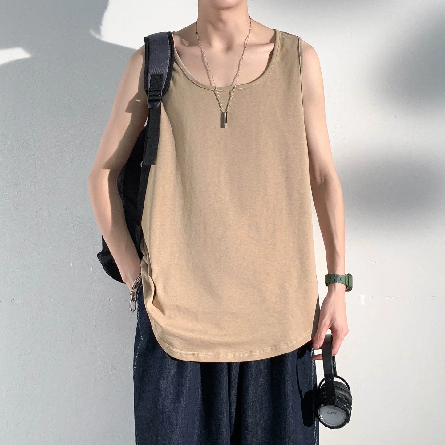 maoxiangshop Summer Men Solid Vest Tank Top Sleeveless T Shirts O-neck Undershirts Breathable Sport Bodybuilding Fitness Muscle Clothes