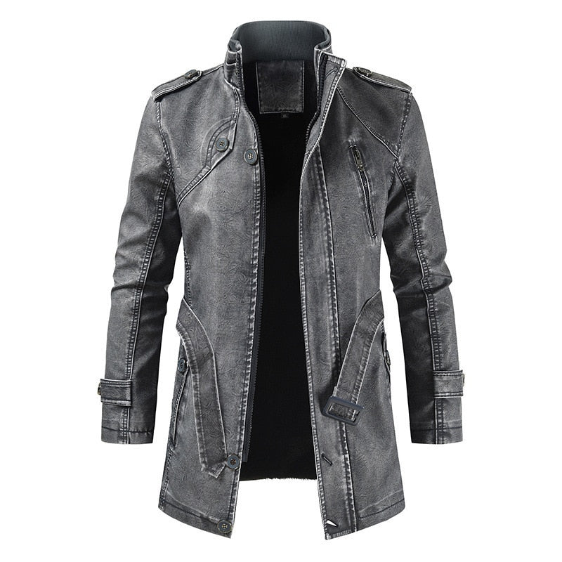 maoxiangshop Faux Leather Jackets Men High Quality Classic Motorcycle Bike Cowboy Jacket Coat Male Plus Velvet Thick Coats L-3XL