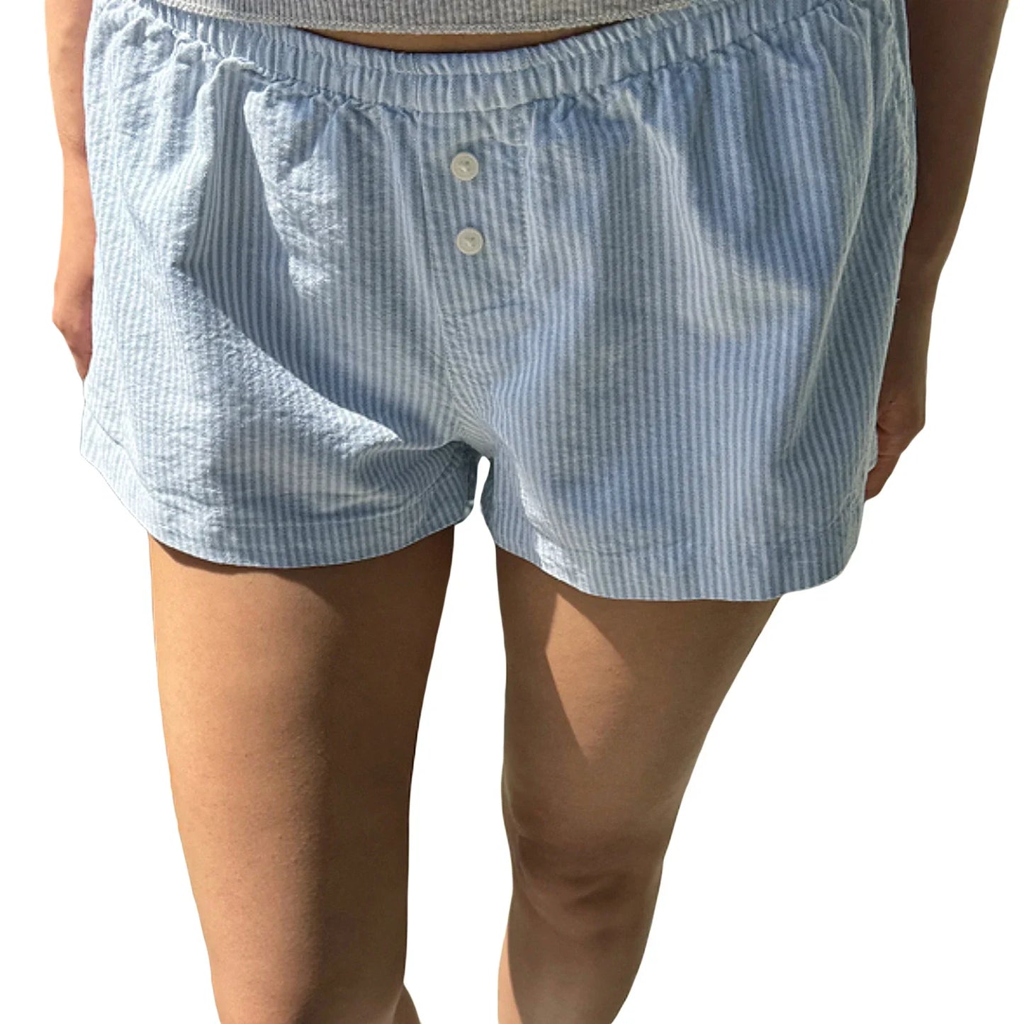 maoxiangshop - Summer Women's Y2K Cute Loungewear Shorts Casual Loose Fitting Elastic Low Waist Floral Bottoms with Button Decor