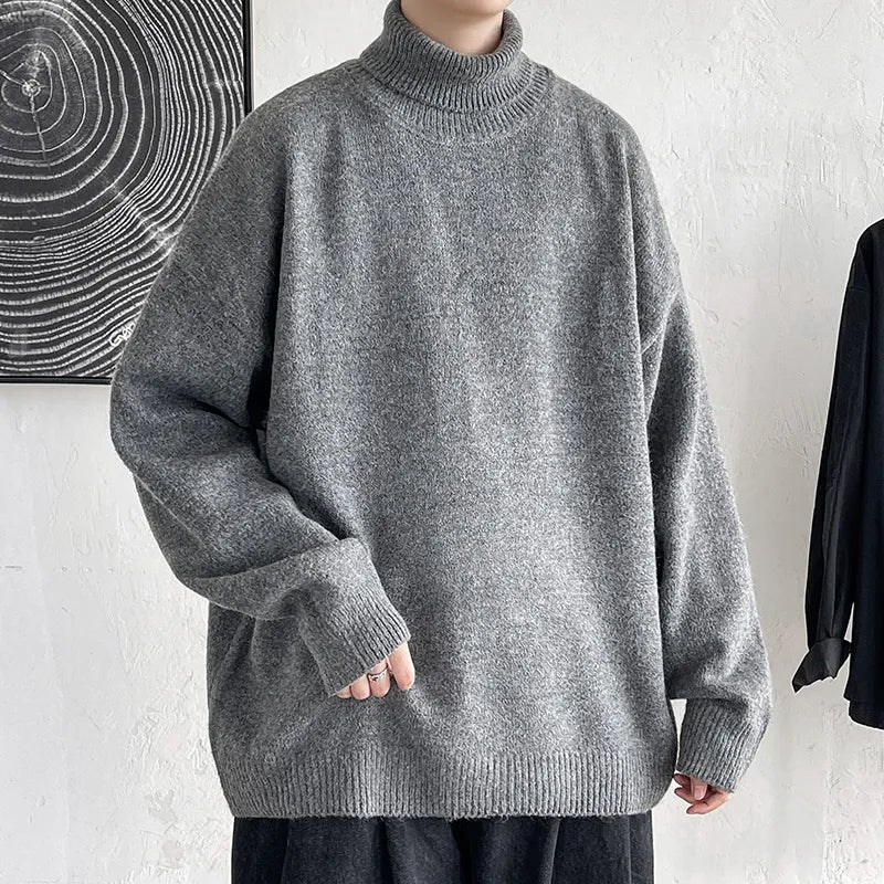 maoxiangshop New Winter Men‘s Turtleneck Sweaters Warm Knitted Pullovers Men Fashion Patchwork Loose Casual Sweater Turtleneck Pullovers 5XL