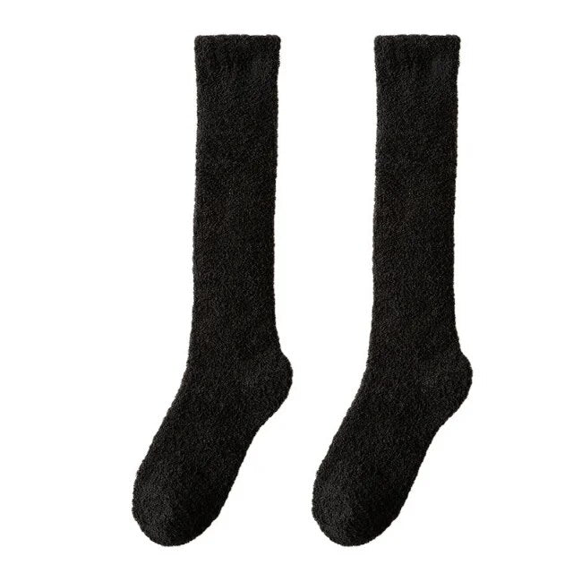 maoxiangshop Unisex Candy Coral Fleece Long Socks Women Plush Winter Warm Thick Thigh Stockings Lolita Thigh High Home Sleep Floor Sock