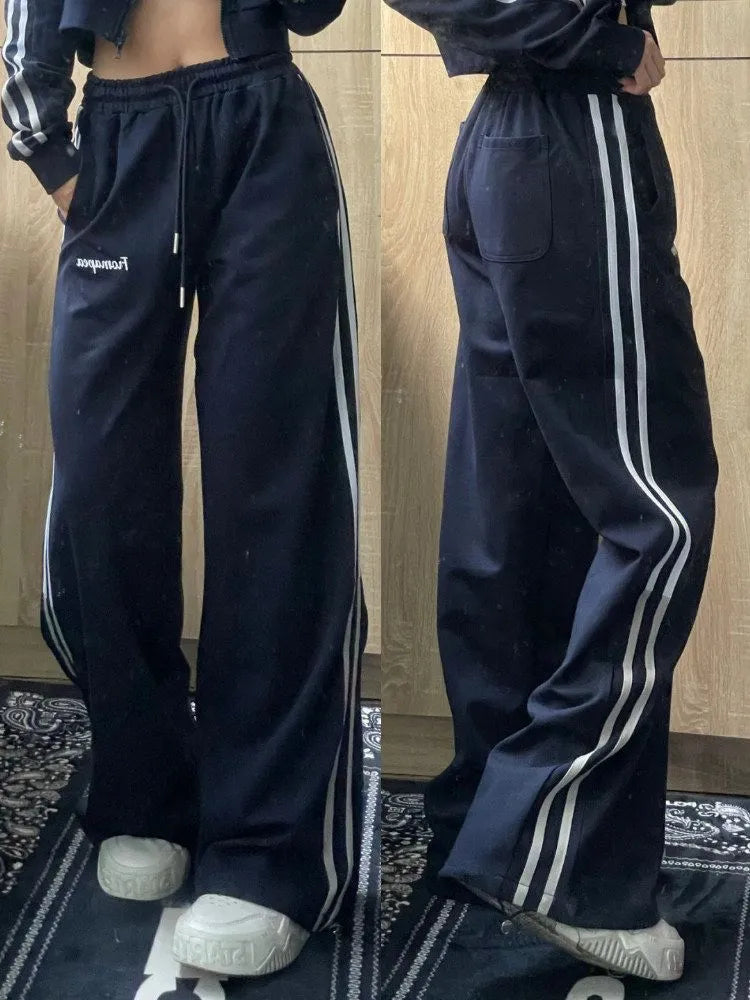 maoxiangshopY2K Women Vintage Cargo Casual Korean Harajuku Baggy Parachute Track Pants Oversize Sweatpants Wide Leg Joggers Trousers Clothes