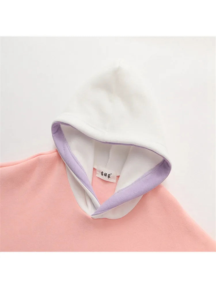 Women Hoodies And Sweatshirts Cartoon Tetter Embroidery Long Sleeve Hooded Pullover Tracksuits Sweet Style Female Tops