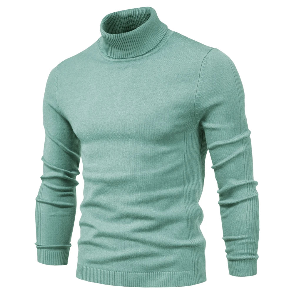 maoxiangshop New Winter Turtleneck Thick Mens Sweaters Casual Turtle Neck Solid Color Quality Warm Slim Turtleneck Sweaters Pullover Men