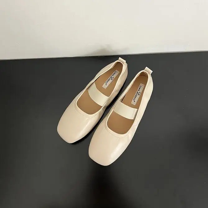 maoxiangshop - Korean Style Mary Jane Shoes Square Toe Women's Shoes PU Ballet Flats Spring/Autumn Flats Women Shoes