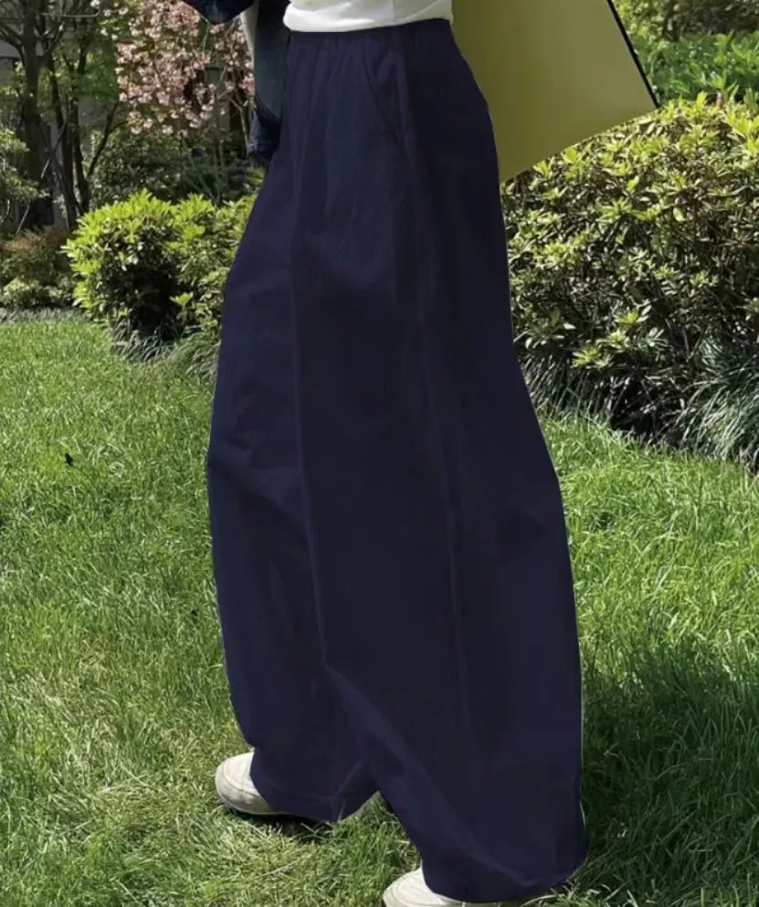 Oversize Slimming Women Pants High Waist Wide-Leg Trousers Simple Casual Loose-Fitting Cotton Baggy Streetwear Trousers 2023