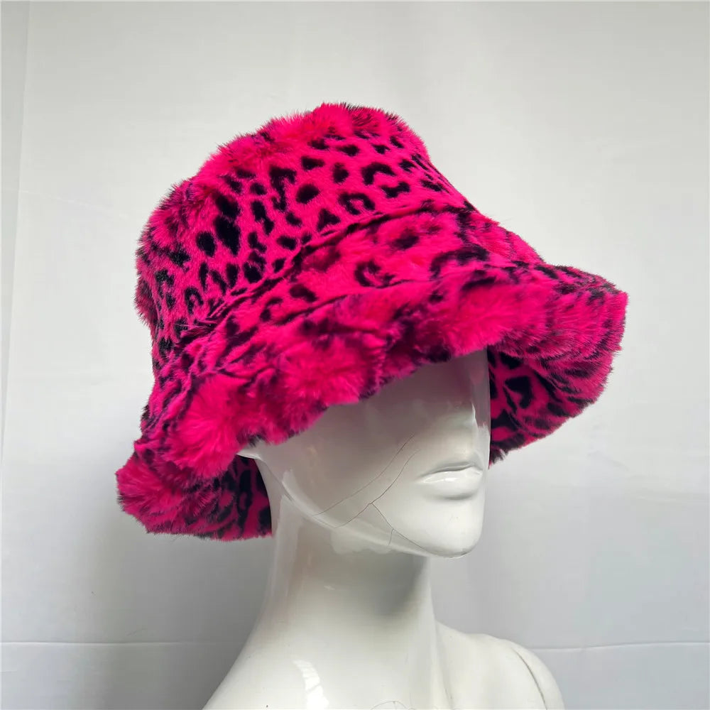 maoxiangshop - Luxury Ins Hot Y2k Girls Faux Fox Fur Bucket Hat Women Winter Warm Rabbit Fur Plush Fisherman Hat Cap Festival Party Ski Panama