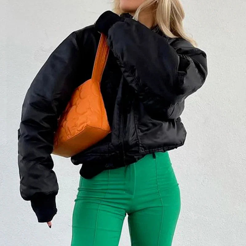 maoxiangshop - Autumn and Winter New Fashion Casual Lapel Stitching Jacket Loose Zipper Lapel Warm Jacket Casual Top women clothes