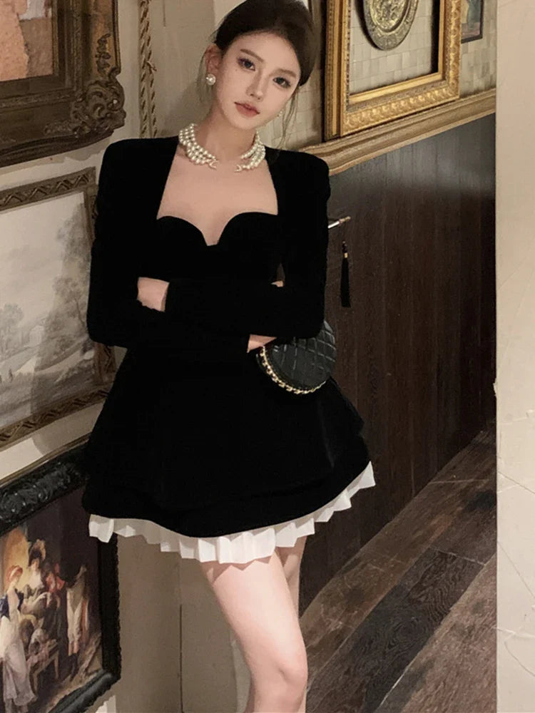 Spring Summer Women Sexy Elegant Mini Black Dresses Evening Prom Party One Piece Clothes New