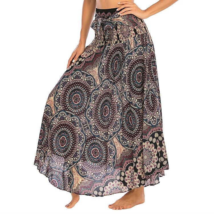 maoxiangshop Fashion Skirts Women Clothes Roupas Saia Bottom Women Skirt New Sexy Woman Long Jupe Bohemian Boho Flowers Elastic Waist Faldas