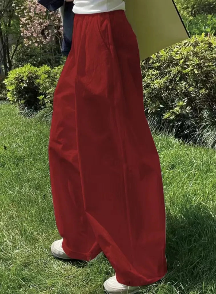 Oversize Slimming Women Pants High Waist Wide-Leg Trousers Simple Casual Loose-Fitting Cotton Baggy Streetwear Trousers 2023