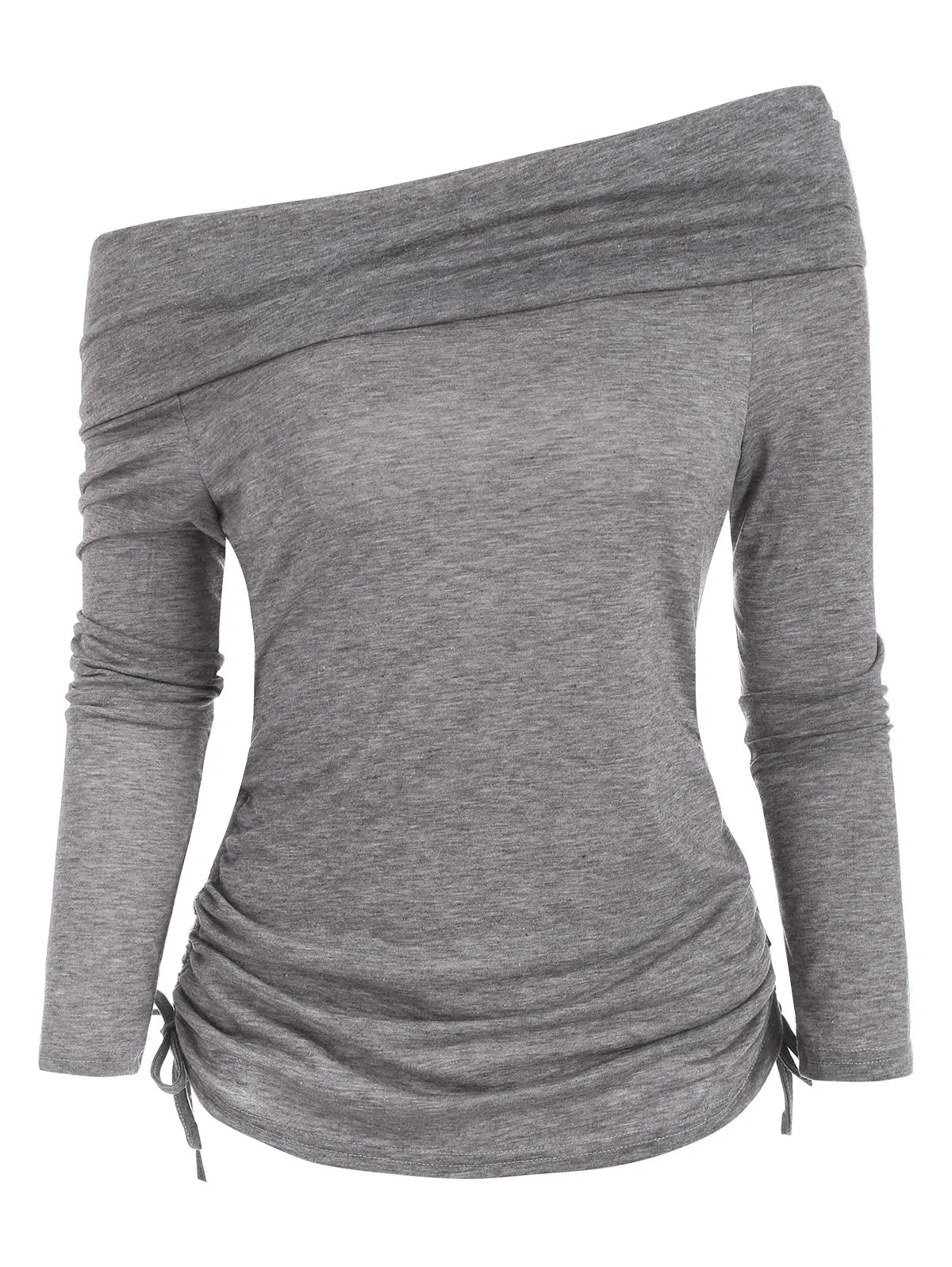 maoxiangshop Early Autumn Ruched Off The Shoulder Tops Slim Tee Off Shoulder Tops Women Off The Shoulder T-Shirts