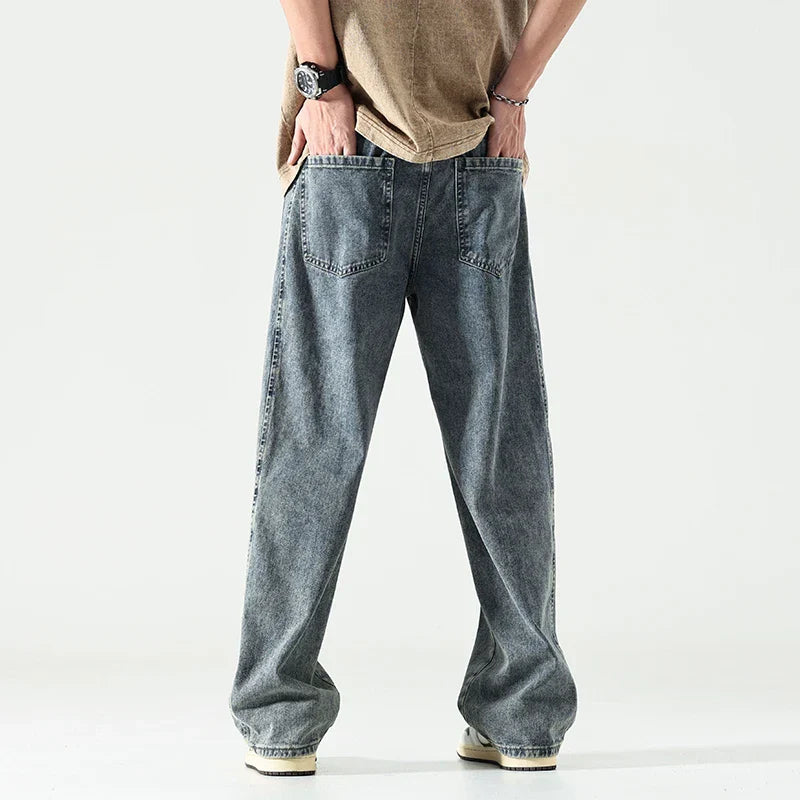 maoxiangshop Baggy Jeans Men Oversize Pants Loose Fit Wide Leg Trousers For Men Blue Streetwear Casual Korean Style Denim New Jeans Kpop
