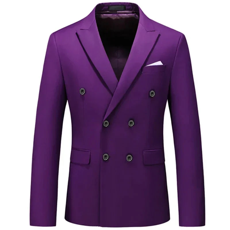 maoxiangshop Fashion New Men's Casual Boutique Business Solid Color Double Breasted Suit Jacket Blazers Coat