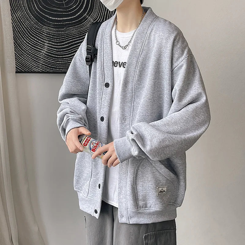 maoxiangshop New Solid Fashion Cardigan Men's Knit Winter Coats Business Casual Jackets Male Tops Man Coat Size M-5Xl Knitwear 2 Colors