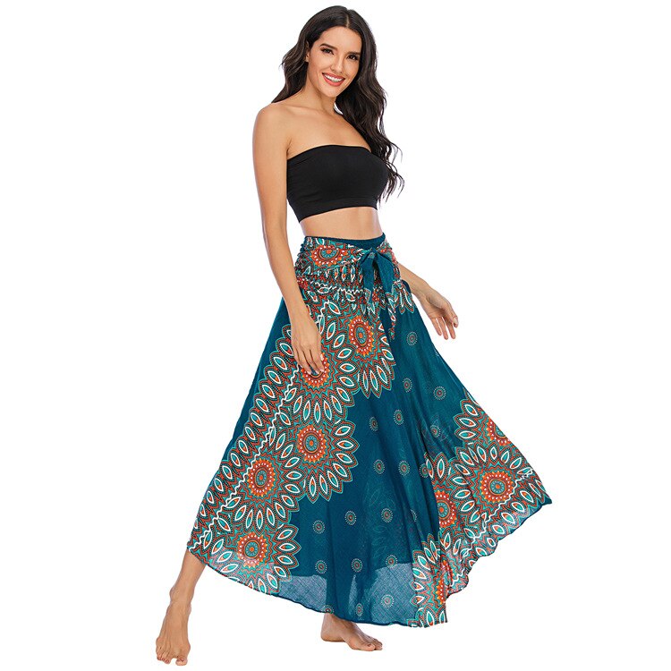maoxiangshop Fashion Skirts Women Clothes Roupas Saia Bottom Women Skirt New Sexy Woman Long Jupe Bohemian Boho Flowers Elastic Waist Faldas