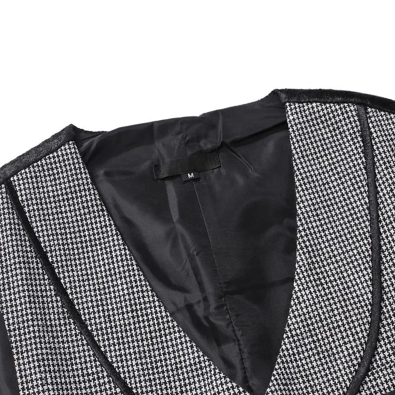 maoxiangshop Men's Seampunk Suit Vest Wool Tweed Slim Fit Leisure Cotton Double Breasted Business Waistcoat