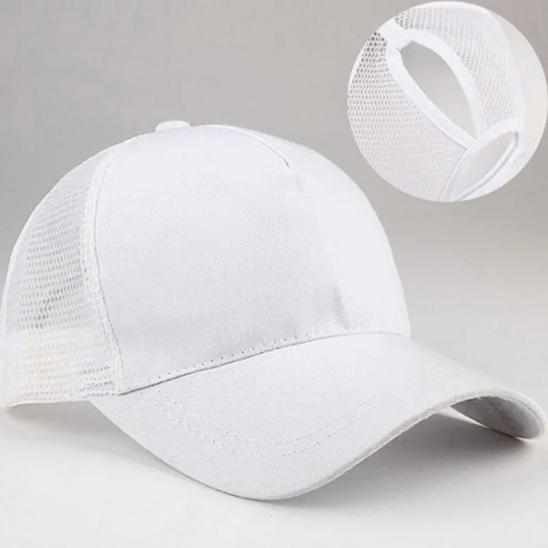 maoxiangshop New Ponytail Baseball Cap Summer Women's Adjustable Black Hat Messy Cap Casual Cotton Girl Snapback Mesh Cap