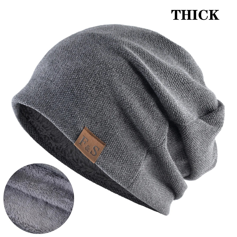 maoxiangshop Men Women Winter Warm Beanies Skullies Knitted Solid Casual Brand Soft Knitting Hat Outdoor Plus Velvet