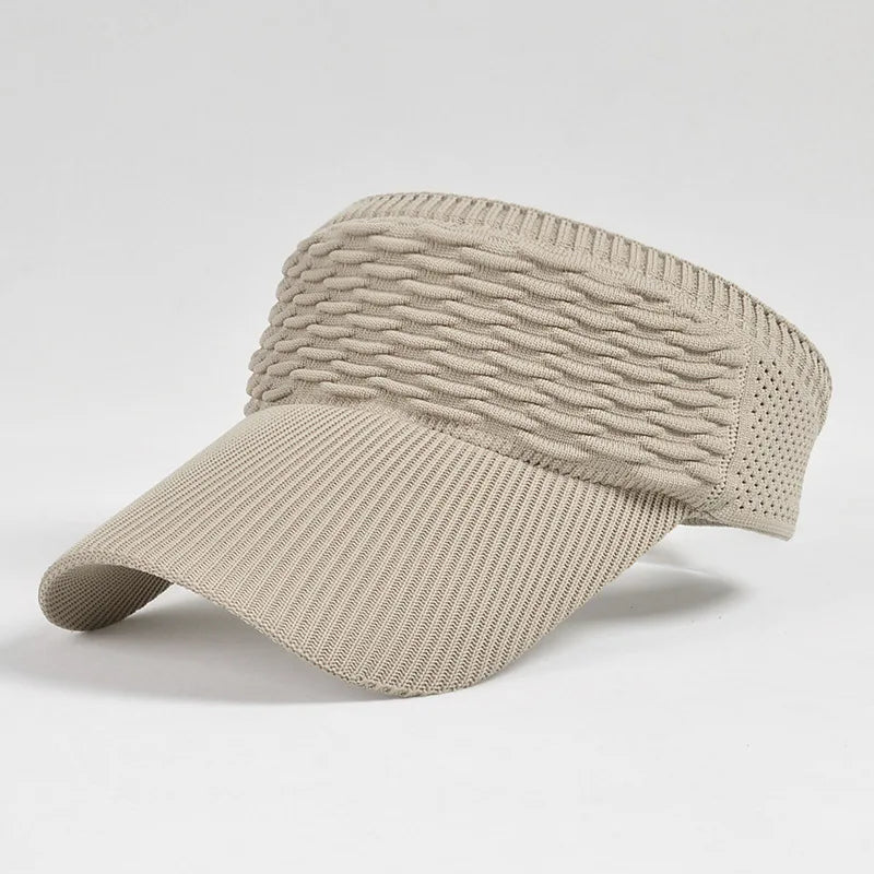 maoxiangshop Fashion Folds Design Women Empty Top Hat Summer Solid Color Large Brim Sunscreen Hat Outdoor Elastic Fabric Sports Sun Cap