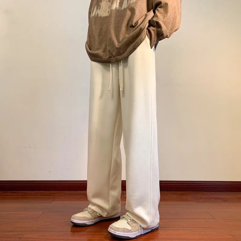 maoxiangshop Autumn Sweatpants Men Straight Casual Pants Male Korean Loose Drawstring Pants Men's Joggers Sports Streetwear Trousers