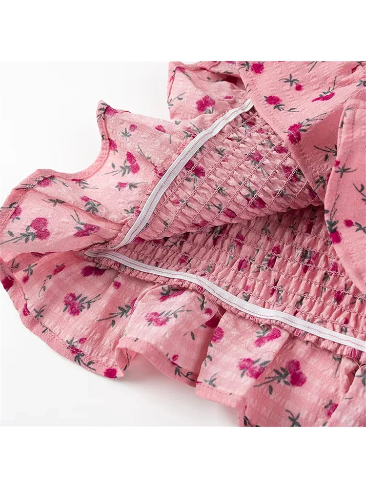 maoxiangshop - Girl's Cute Flower Print High Waist Pleated Mini Skirts Women 2024 Summer New Fashion Elastic Short Skirt