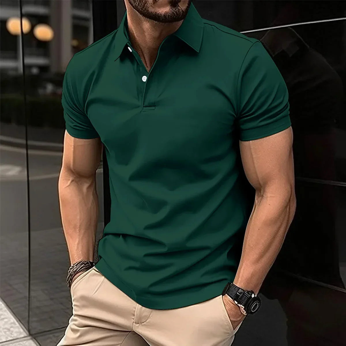 maoxiangshop 2024 Summer Best-Selling Men's Polo Shirt Lapel Printed Men's Clothing Stripes Polo Shirt Casual Sports Men's Shirt