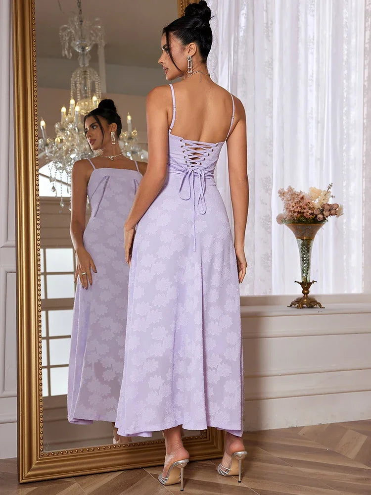 See Through Beach Spaghetti Maxi Dress For Women Plunge Shoulder Floral Mesh Patchwork Long Holiday Dress Femme