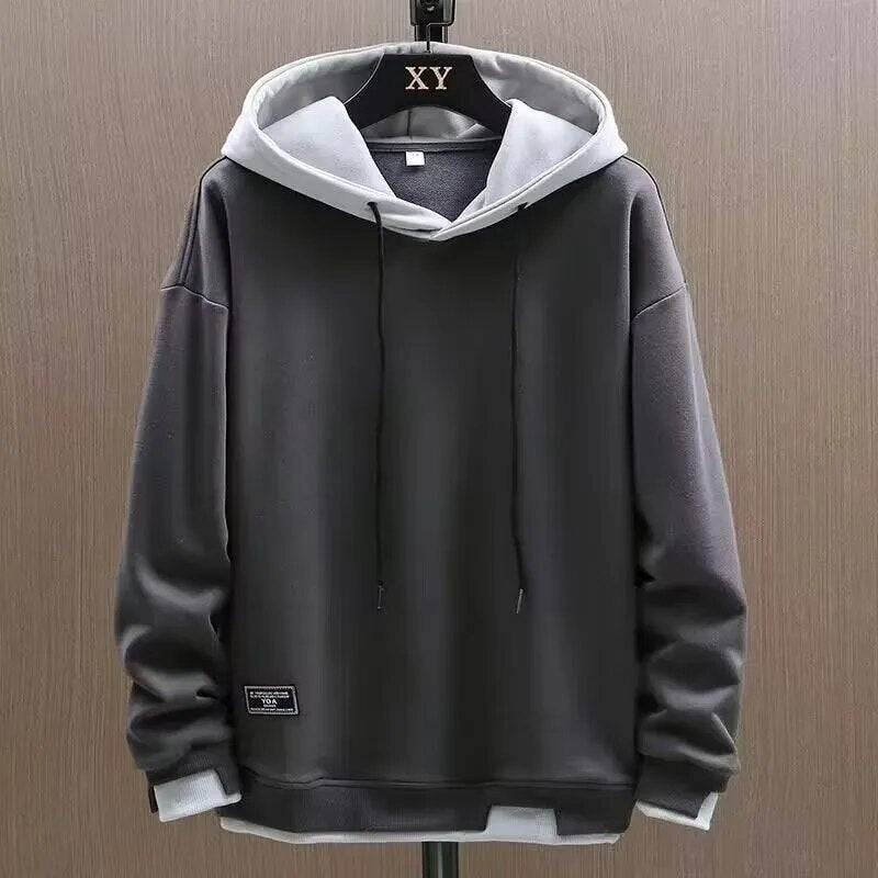 maoxiangshop Autumn Men Hoodies High Street Pullover Long Sleeve Patchwork Sweatshirt Men Fashion Streetwear Hoodie Harajuku