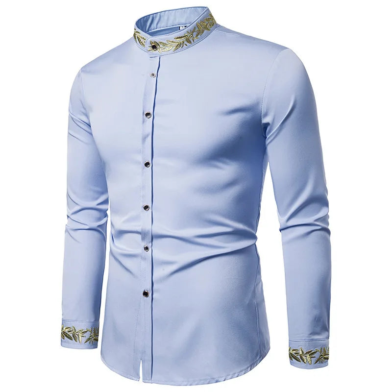 maoxiangshop 2024 Men's Summer Casual Long Sleeve Shirts Slim Fit Turn Down Collar Shirts Formal Office Business Shirts for Men Tops Big Size