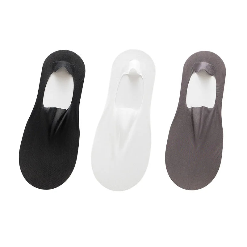 maoxiangshop 3 Pairs Men's Boat Socks Summer Ultra-thin Breathable Solid Color Sock Slippers Comfortable Soft Ice Silk Low Cut Men Sokken
