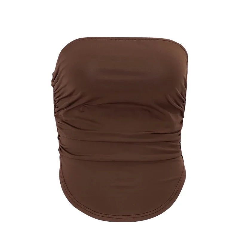maoxiangshop-Strapless Sexy Tops Summer Outfits Women 2023 Backless Off Shoulder Wrap Tube Tops Female Crop Top ������ ��������������