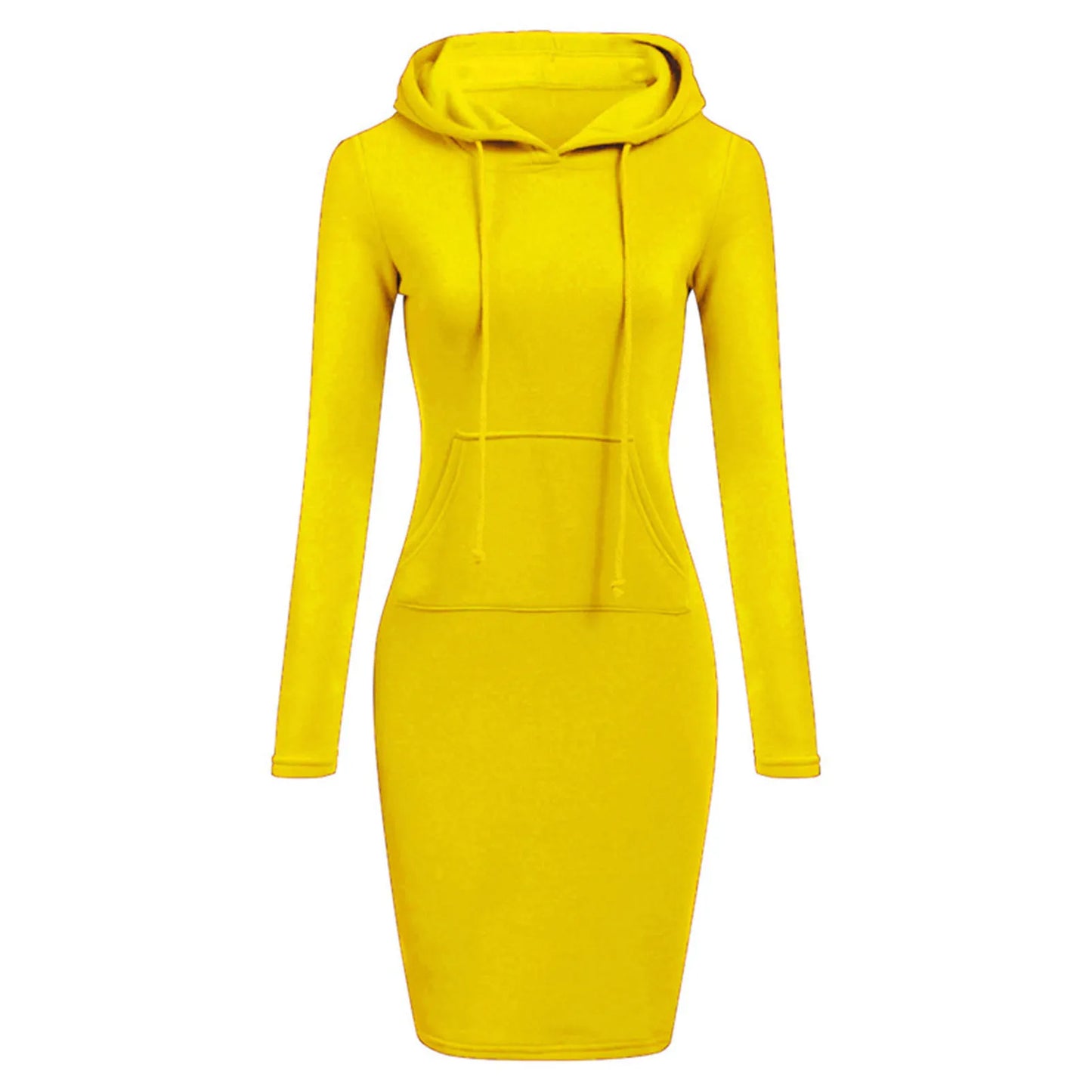 maoxiangshop Women Hoodies Winter Dresses Women Solid Color Long Sleeve Sweatshirts Bodycon Autumn Dress Women Robe Femme Knee Length Dress