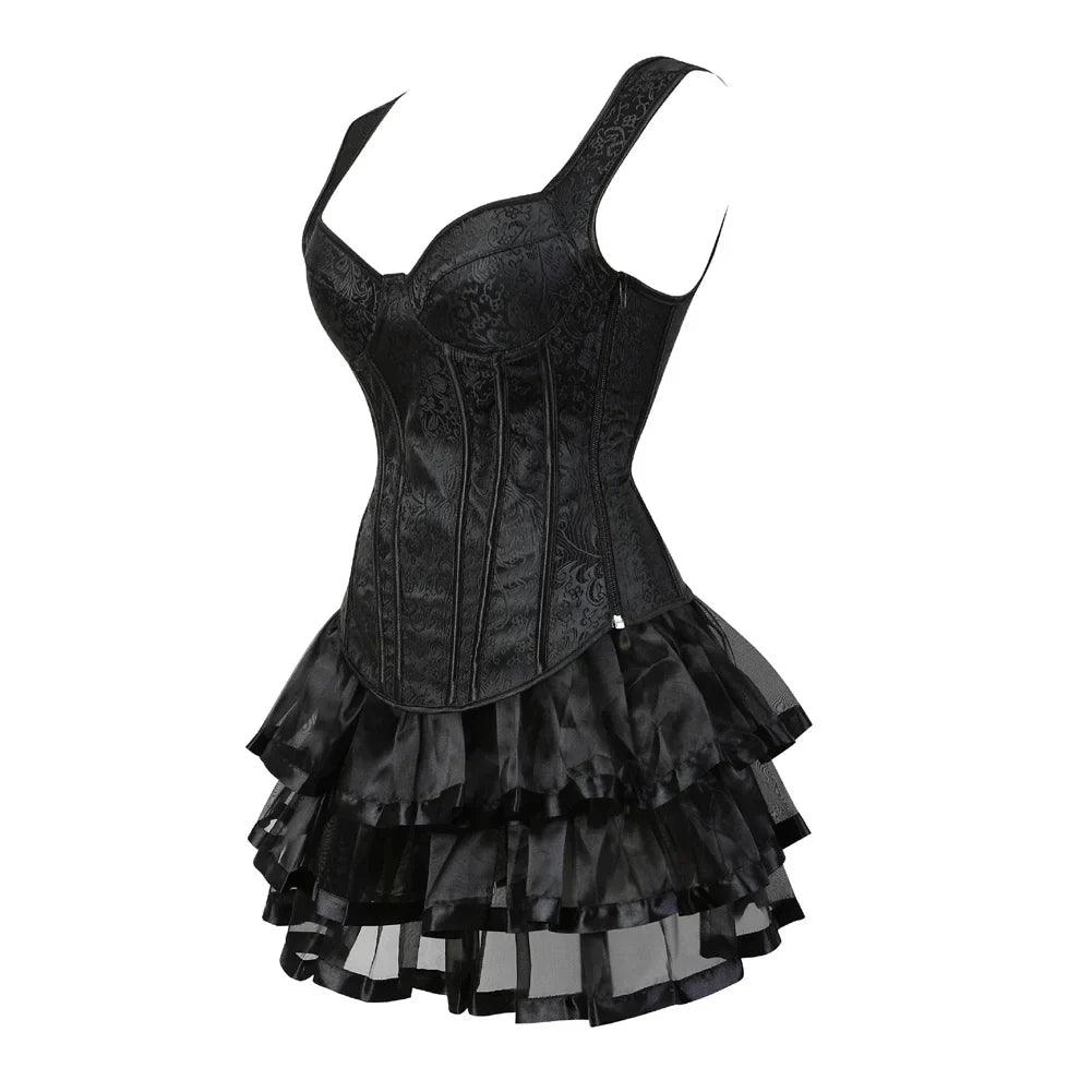 maoxiangshop - Corset Skirt for Women Steampunk Straps Bustiers Dress Sexy Corsetto Dresses Classic Clubwear Carnival Costume Halloween Outfits