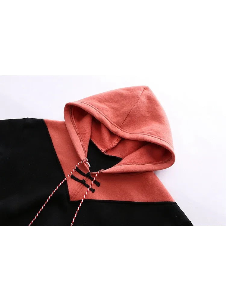 maoxiangshop Women Hoodies Fleece Thick Cute Fox Embroidery Winter Autumn Pullovers Jumpers Japanese Hooded