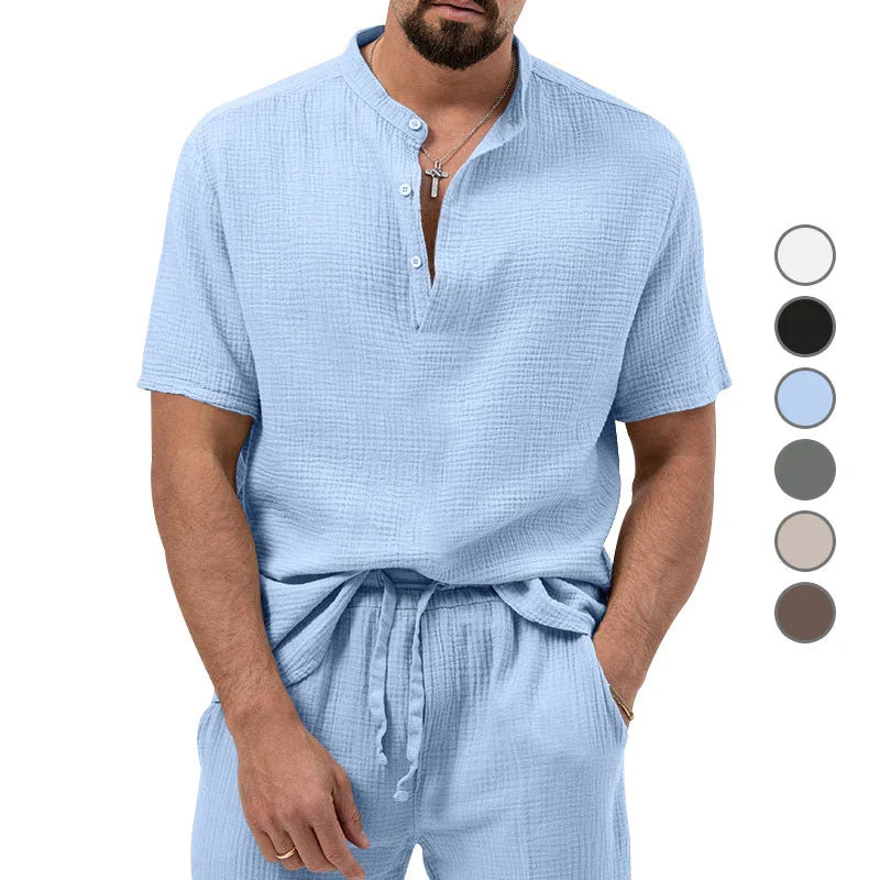 maoxiangshop Fashion Casual Summer T-shirt For Men Beach Wind Bubble Cloth Jacquard Process Breathable Short Sleeve Outdoor Men's Clothing