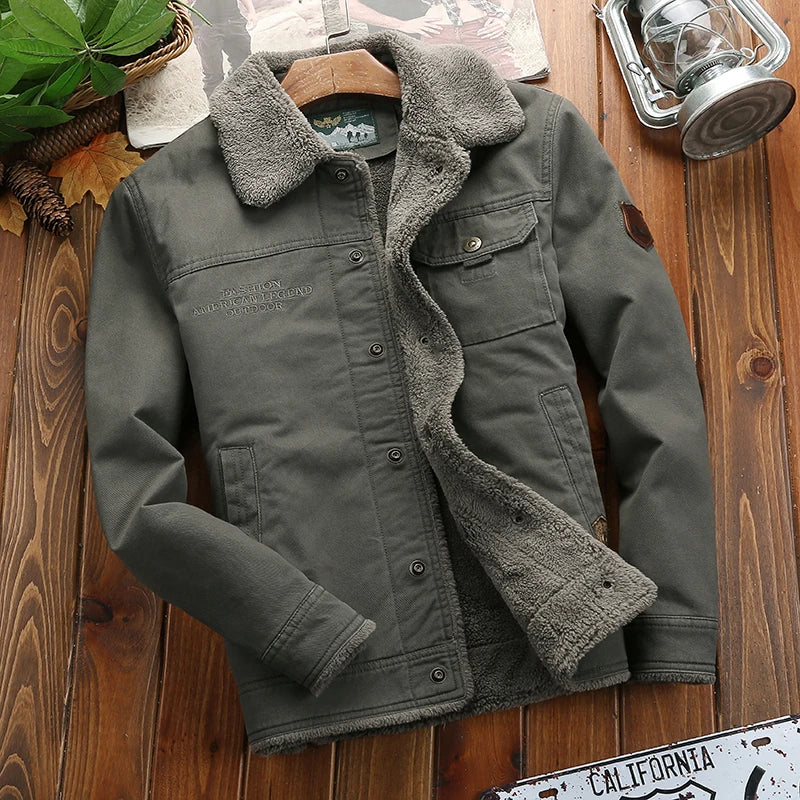maoxiangshop Thick Down Jacket Top Thick Casual Cotton-padded Men Clothing Men's Cotton Winter Clothes Lapel Warmth Youth Thick Down Jackets