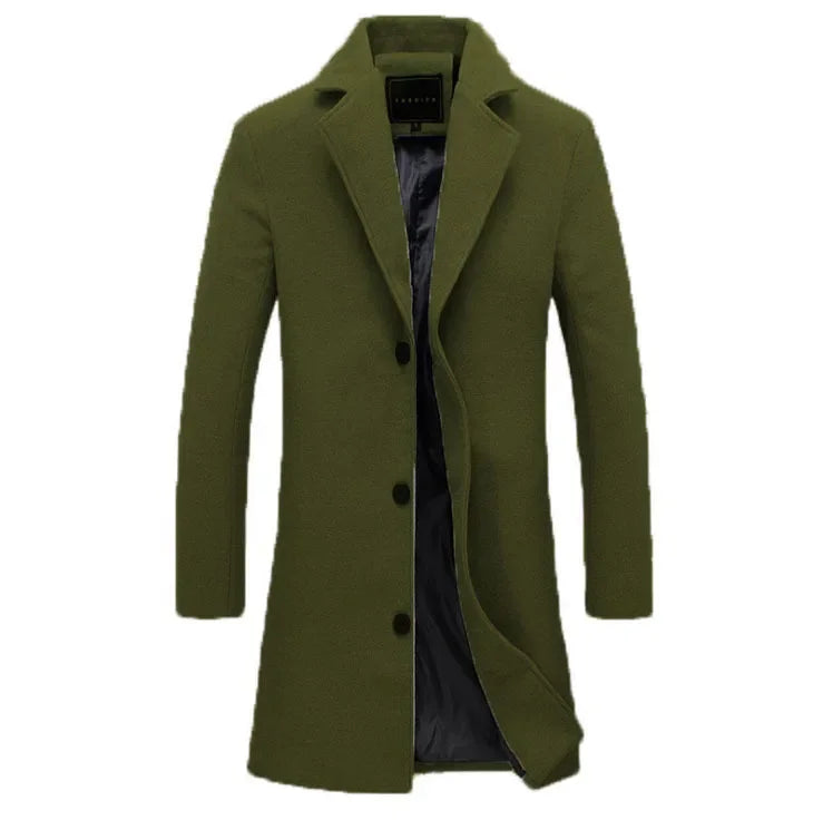 maoxiangshop WINTER OUTFITS MEN Autumn Winter Fashion Men's Woolen Coats Solid Color Single Breasted Lapel Long Coat Jacket Casual Overcoat Plus Size 9 Colors