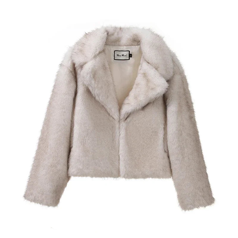 maoxiangshop - Mint Chic Street Girls Gradient Faux Fur Jacket Women Winter 2024 Brand Fashion Fluffy Fox Fur Coat Female Luxury Outerwear