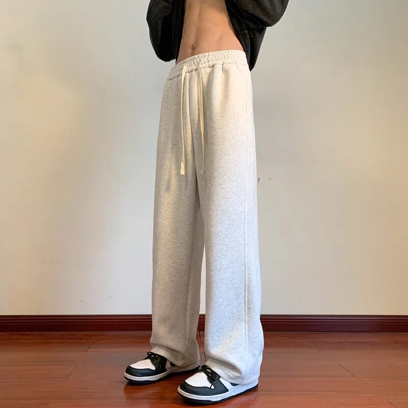 maoxiangshop Autumn Sweatpants Men Straight Casual Pants Male Korean Loose Drawstring Pants Men's Joggers Sports Streetwear Trousers