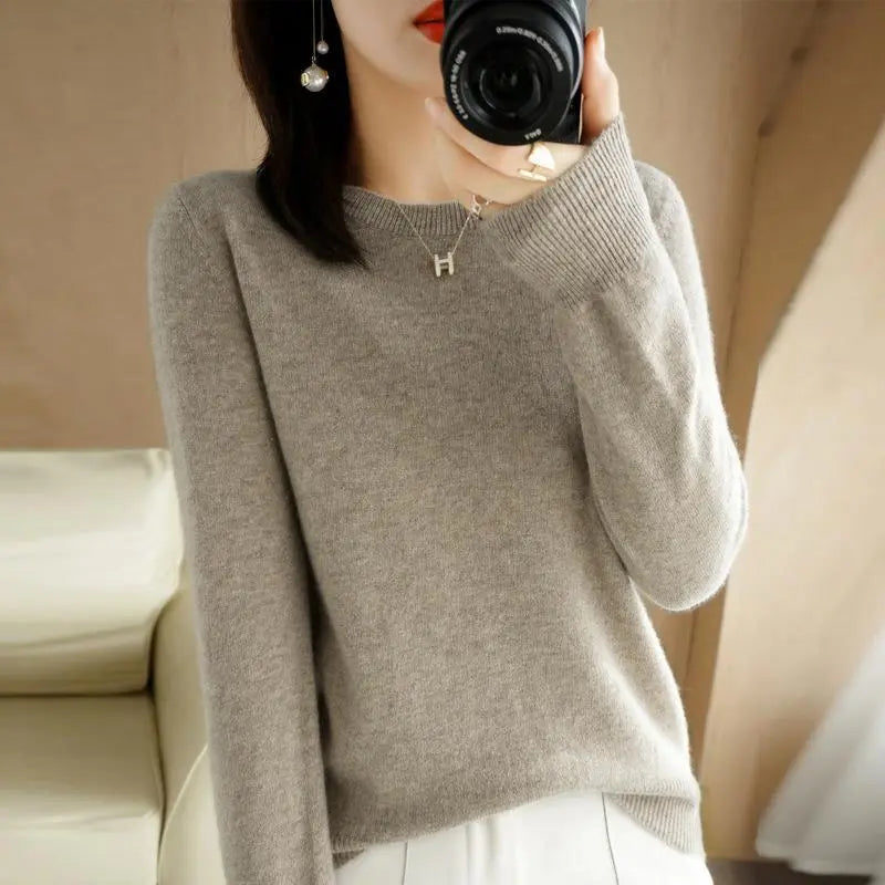 maoxiangshop Women Sweater Spring Autumn Long Sleeve O-neck Pullovers Warm Bottoming Shirts Korean Fashion Sweater Knitwear Soft Jumpers