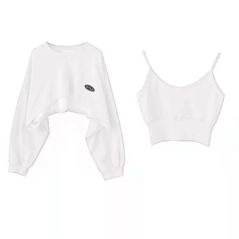 maoxiangshopWomen's Short Thin Sweatshirt Long Sleeve Crew Neck Casual Top Blouse Daily Casual Two-piece Simple Style Wholesale