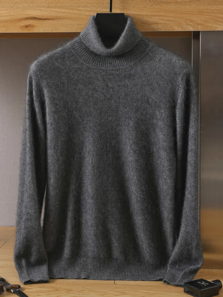 maoxiangshop Men's 100% pure Mink velvet Cashmere Sweater High Lapels Pullovers Knitted Winter New Tops Long Sleeve High-End Jumpers