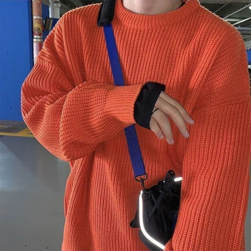 maoxiangshop Men Autumn Solid Color Wool Sweaters Slim Fit Streetwear Mens Clothing Casual Knitted Sweater Men Korean Fashion Pullovers