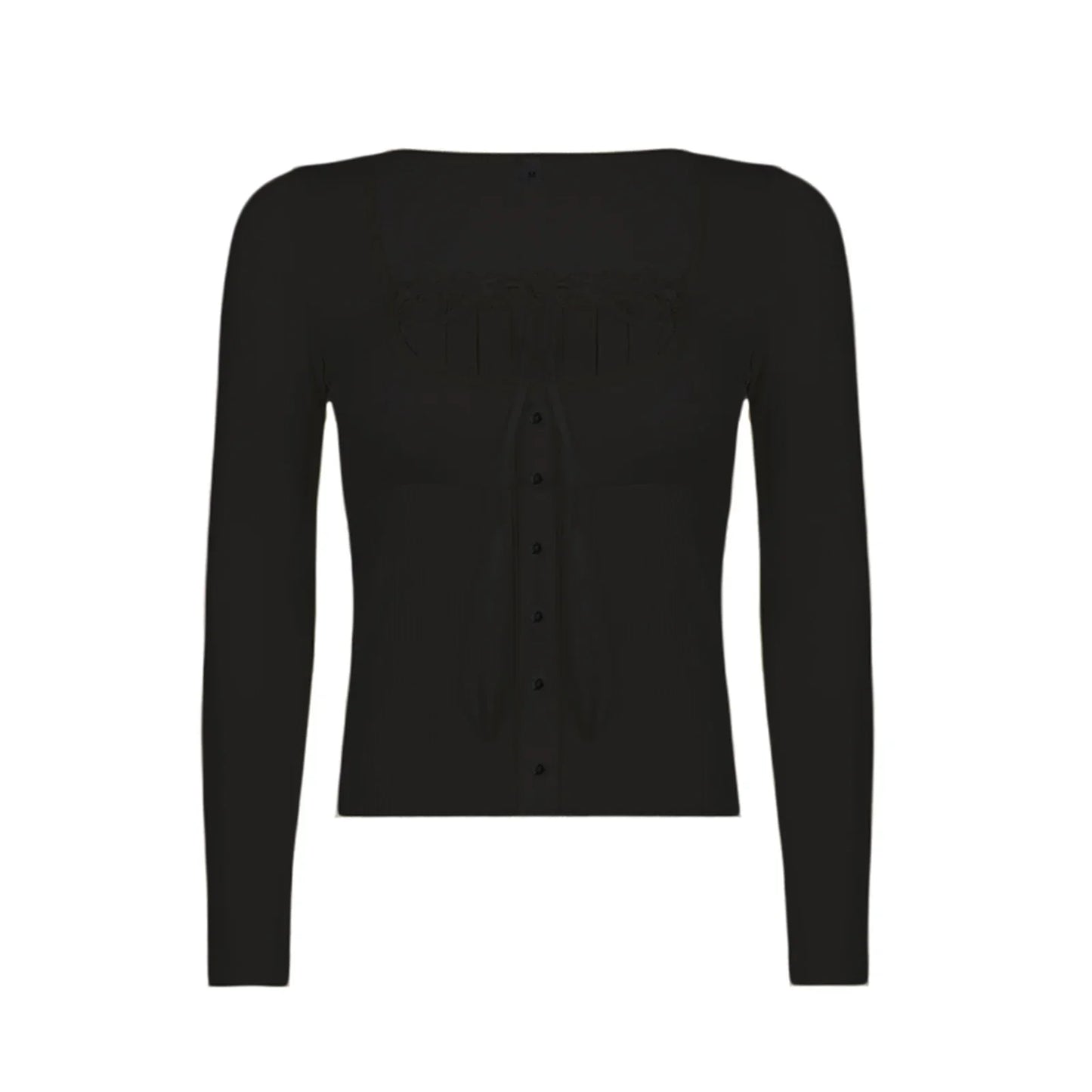maoxiangshop Vintage y2k Tops Women Lace Trim Long Sleeve T-Shirts Fall Fairycore Aesthetics Grunge Clothes Streetwear