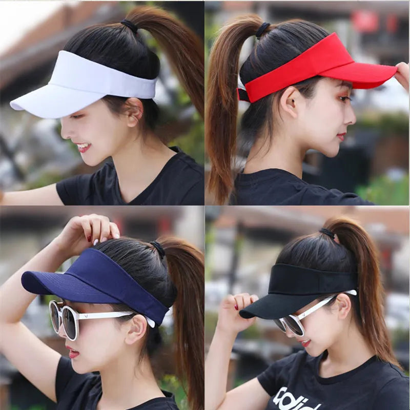 maoxiangshop Summer Sun Hats Men Women Cotton Adjustable Visor UV Protection Top Empty Solid Sport Tennis Golf Running Sunscreen Baseball Cap