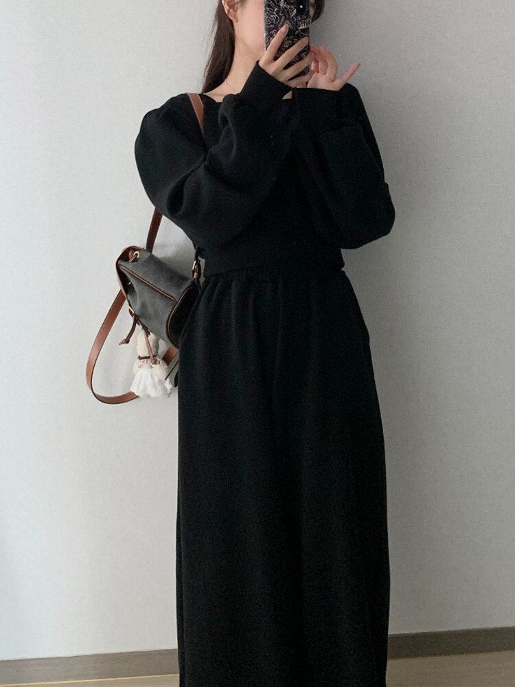 Autumn Two Piece Set for Women Long Sleeve Loose Sweatshirts Tops + Wide Leg Pants Casual Tracksuits Sports 2 Piece Outfits