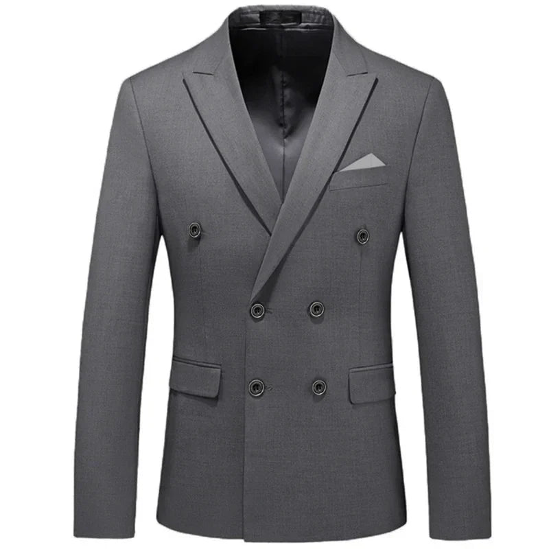 maoxiangshop Fashion New Men's Casual Boutique Business Solid Color Double Breasted Suit Jacket Blazers Coat